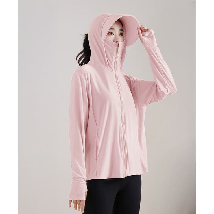 ピンク | 着る日傘 つば付きパーカーラッシュガード | Miniministore