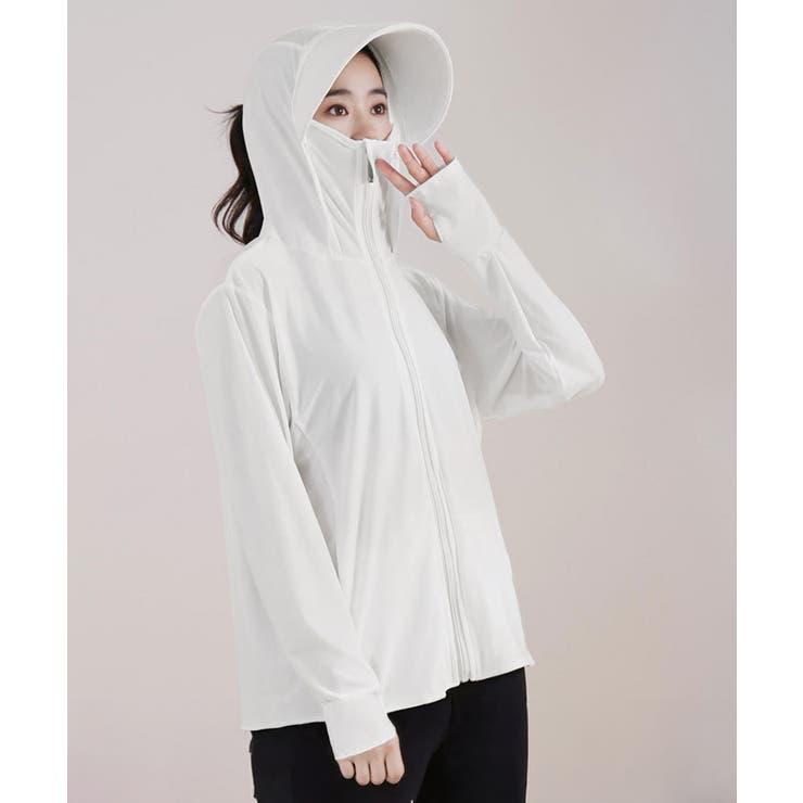 ホワイト | 着る日傘 つば付きパーカーラッシュガード | Miniministore