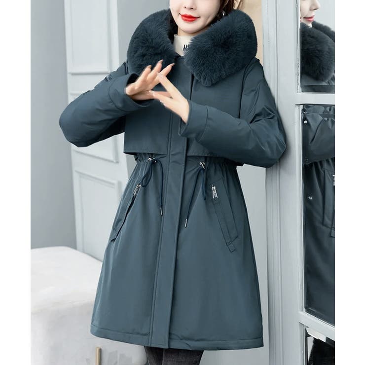 ブルーグリーン | 中綿ジャケット韓国風フェイクダウンコート | Miniministore