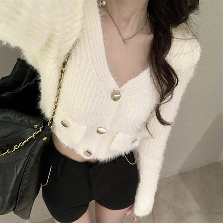 アイボリー | フェザーヤーンカーディガン ニットカーデ | Miniministore