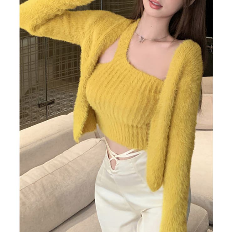 イエロー | モヘアアンサンブルニット レディース韓国 | SUNSHINE CLOSET