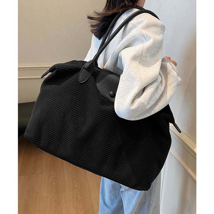 ブラック | 1泊2泊旅行 ユニセックスバッグ コーデュロイマザーズバッグ | SUNSHINE CLOSET