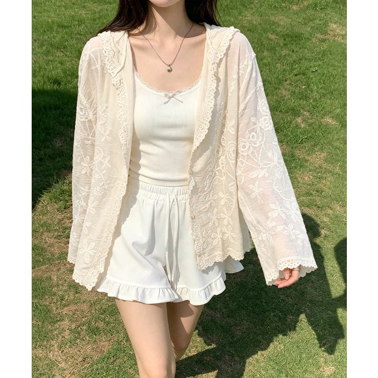 ベージュ | 日焼け対策サマーカーディガン 長袖薄手フーディー ナチュラル | SUNSHINE CLOSET
