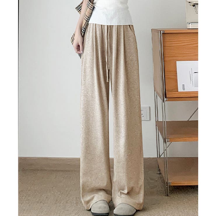 ベージュ | ウエストゴムワイドパンツ レディース イージーパンツ楽ちん | SUNSHINE CLOSET