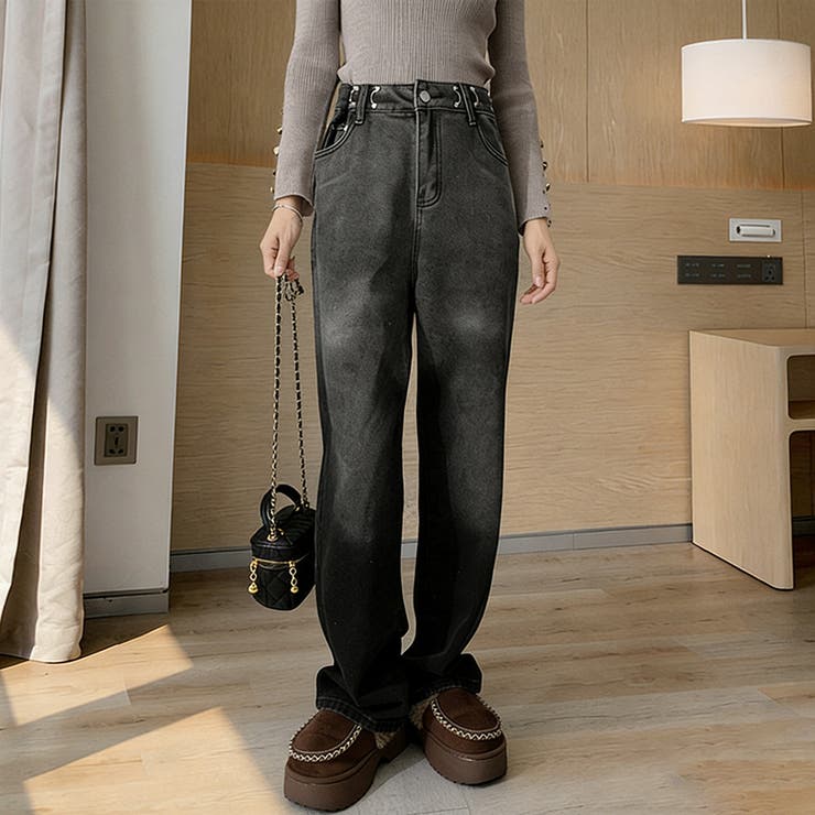 ブラックグラデーション | ハイウエスト デニム ワイドパンツ 韓国 | Miniministore