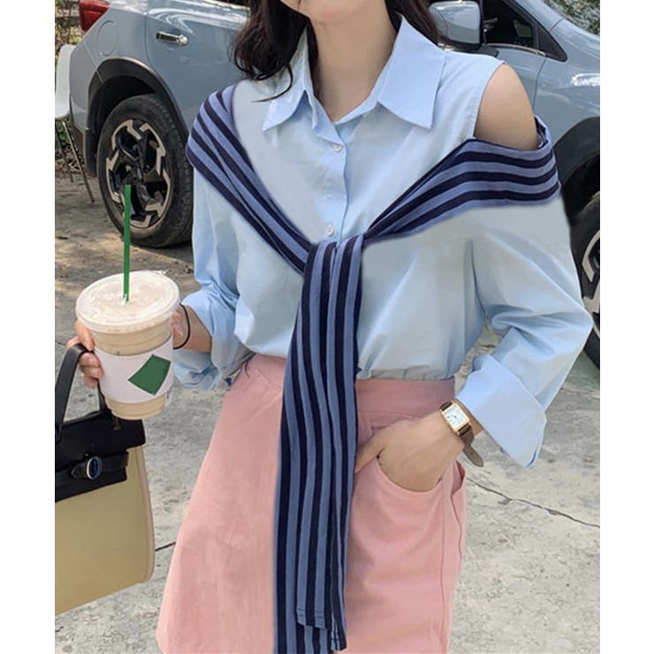 オフショルダーシャツ肩掛け付きシャツ春夏 | Miniministore | 詳細画像3 