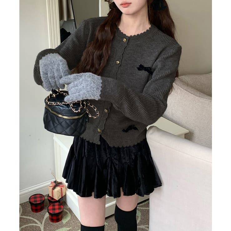 ニットカーディガンリボン飾り 秋冬ニット | Miniministore | 詳細画像2 