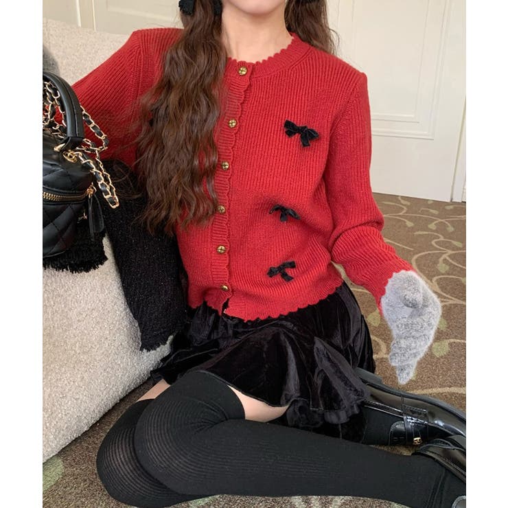 ニットカーディガンリボン飾り 秋冬ニット | Miniministore | 詳細画像9 