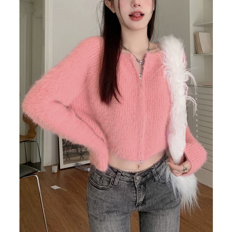 ダブルジップ シャギーニット ショート丈 | Miniministore | 詳細画像15 