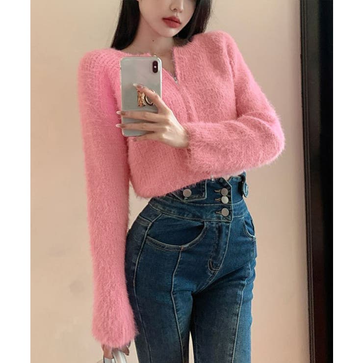 ダブルジップ シャギーニット ショート丈 | Miniministore | 詳細画像18 