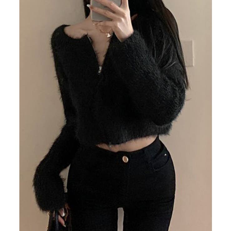 ダブルジップ シャギーニット ショート丈 | Miniministore | 詳細画像6 