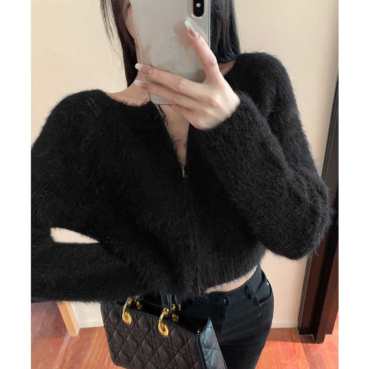 ダブルジップ シャギーニット ショート丈 | Miniministore | 詳細画像7 