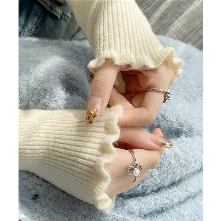 フリル リブニットトップス クルーネック | Miniministore | 詳細画像3 