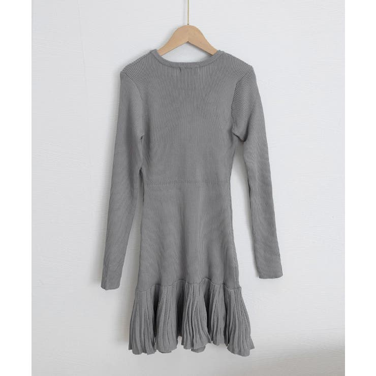 プリーツ裾 長袖リブニットワンピース上品 | Miniministore | 詳細画像22 