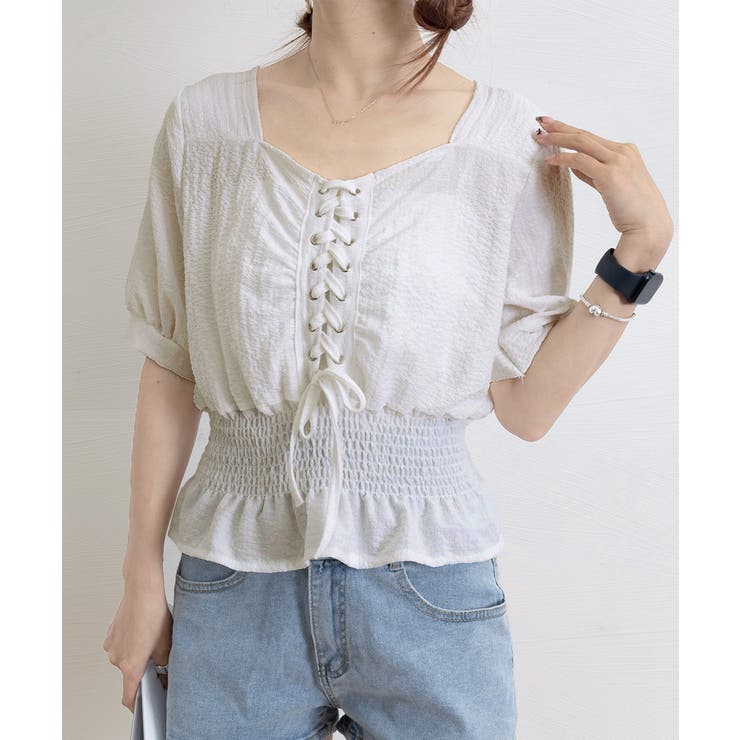 レースアップブラウスウエストシャーリング | Miniministore | 詳細画像12 