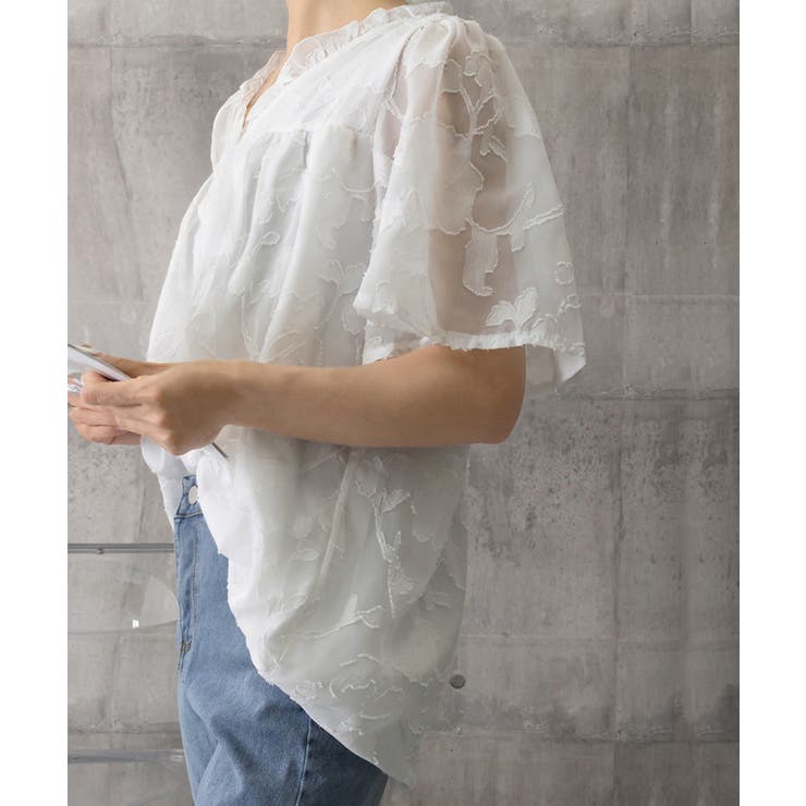 Vネックフリルブラウス 花柄刺しゅう夏服 | Miniministore | 詳細画像21 