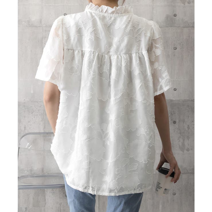 Vネックフリルブラウス 花柄刺しゅう夏服 | Miniministore | 詳細画像22 