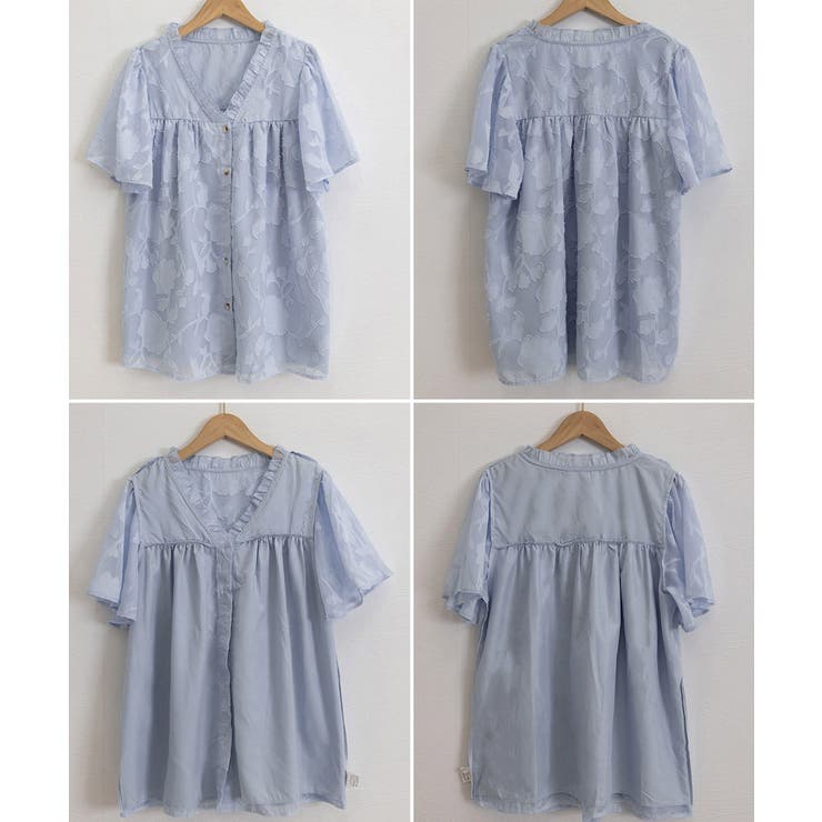 Vネックフリルブラウス 花柄刺しゅう夏服 | Miniministore | 詳細画像23 
