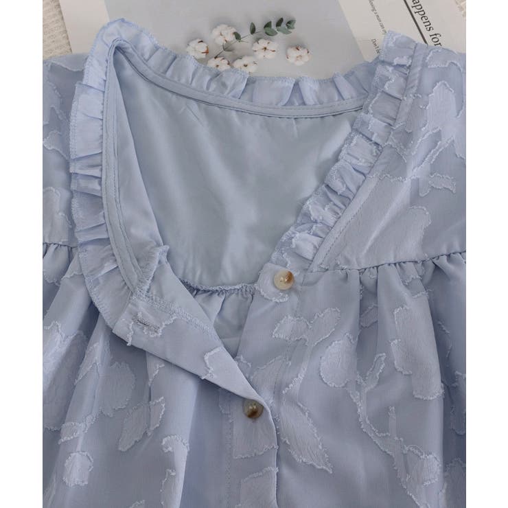 Vネックフリルブラウス 花柄刺しゅう夏服 | Miniministore | 詳細画像24 