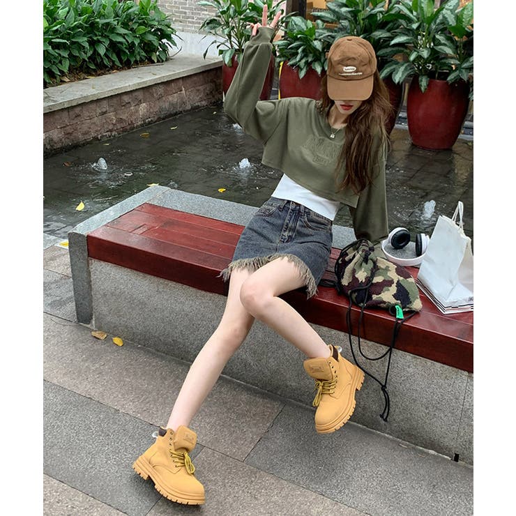 裾フリンジ デニムスカート ハイウエスト | Miniministore | 詳細画像14 