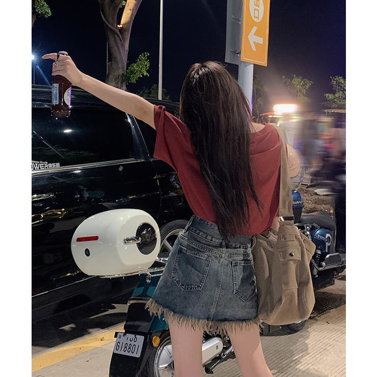 裾フリンジ デニムスカート ハイウエスト | Miniministore | 詳細画像8 