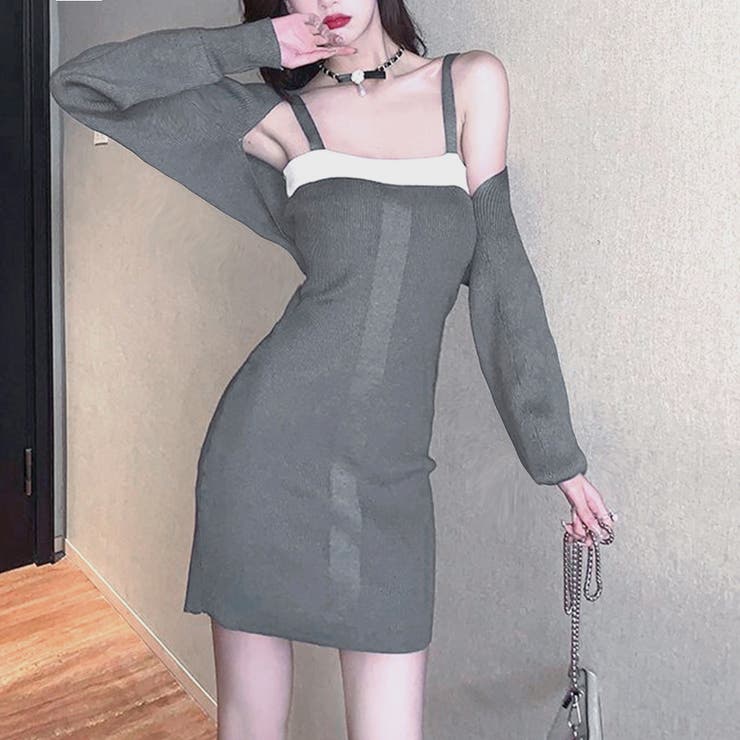 ニットボレロ ミニワンピースセットアップ[品番：II000009898