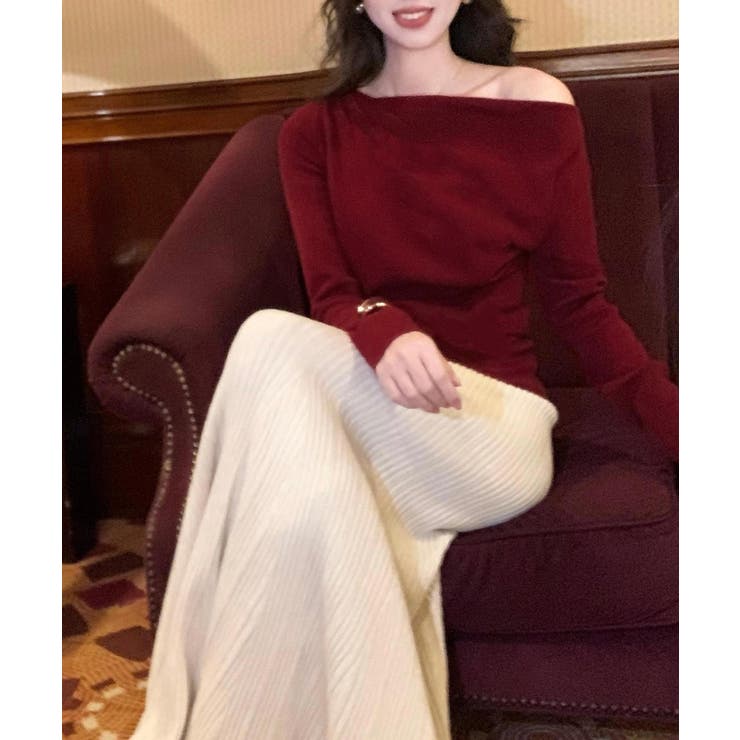 オフショルニットトップスサイドタック長袖 | Miniministore | 詳細画像11 