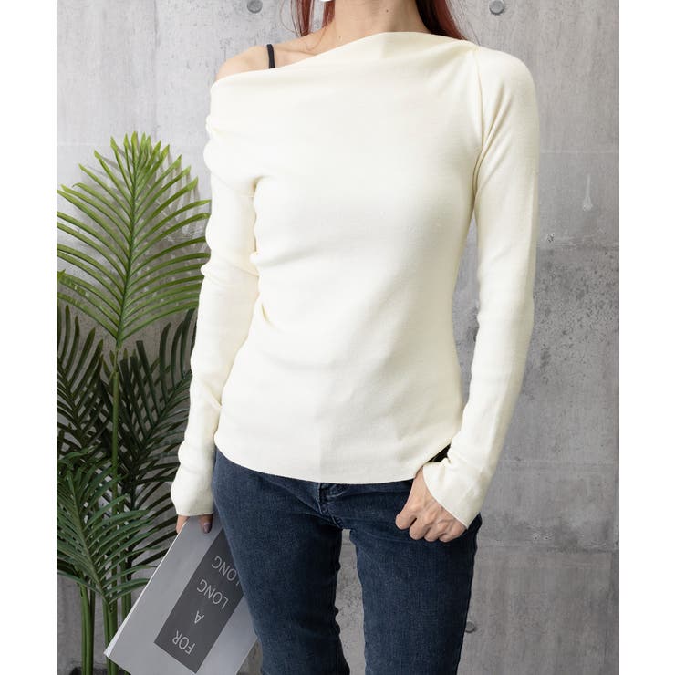 オフショルニットトップスサイドタック長袖 | Miniministore | 詳細画像15 