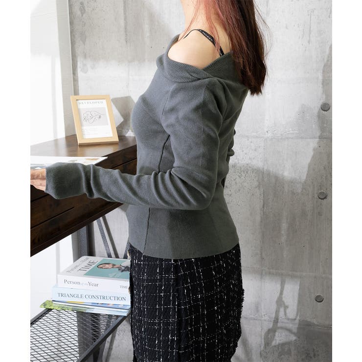 オフショルニットトップスサイドタック長袖 | Miniministore | 詳細画像19 