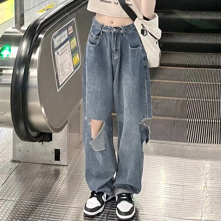 デニムパンツ ダメージ ジーンズ 春夏秋[品番：II000010854