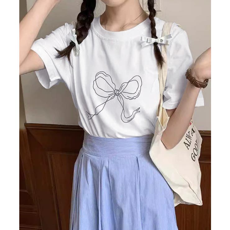 リボンプリントTシャツ レディース 半袖 | Miniministore | 詳細画像14 