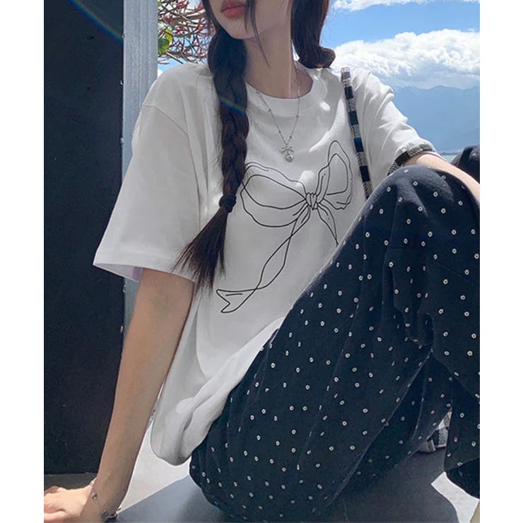 リボンプリントTシャツ レディース 半袖 | Miniministore | 詳細画像4 