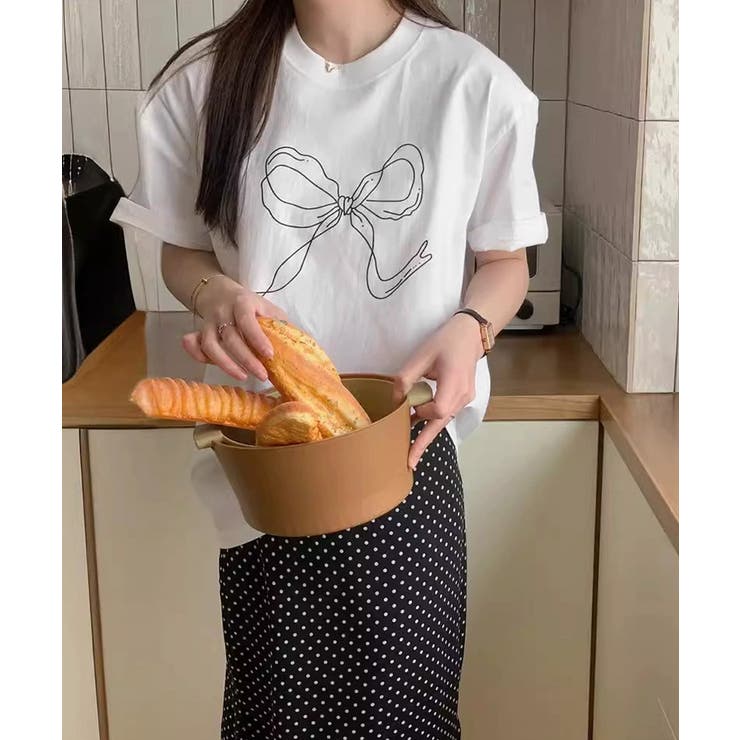リボンプリントTシャツ レディース 半袖 | Miniministore | 詳細画像5 