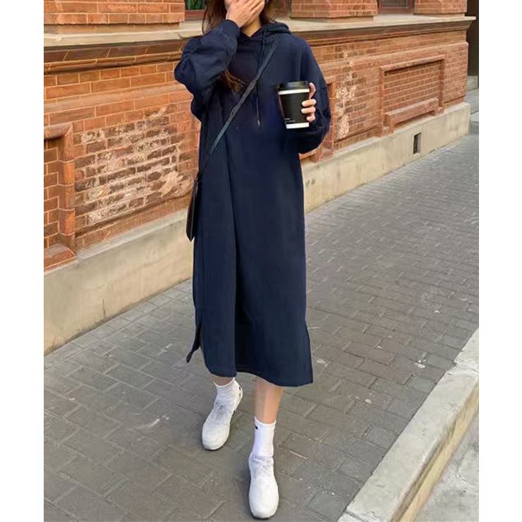 裏起毛 ロングパーカーワンピース 着やせ | Miniministore | 詳細画像11 