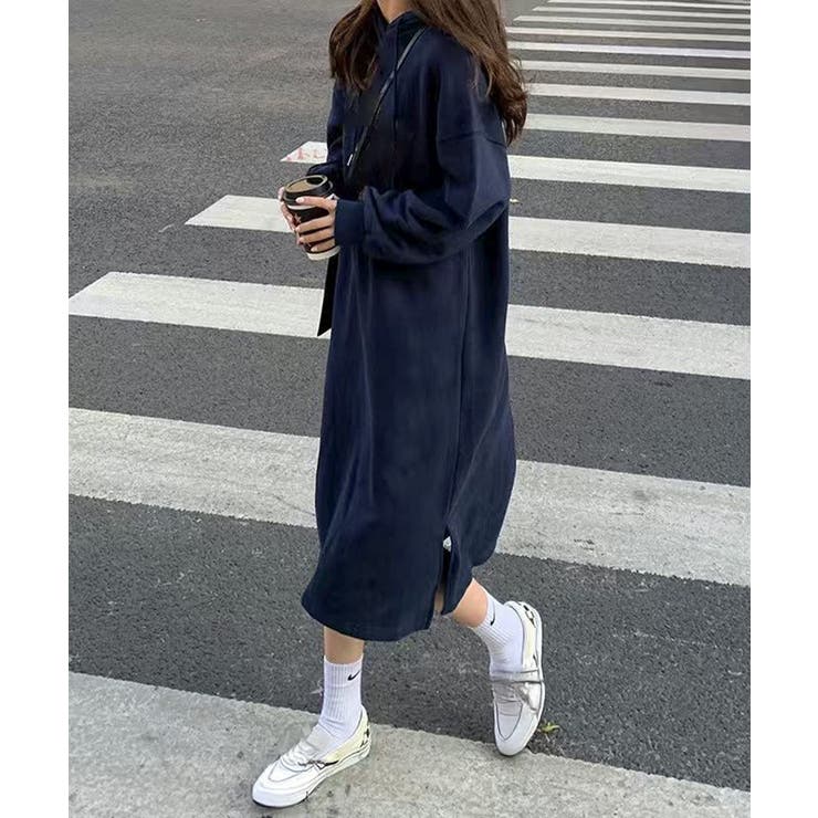 裏起毛 ロングパーカーワンピース 着やせ | Miniministore | 詳細画像12 