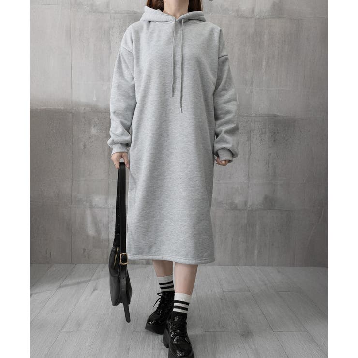 裏起毛 ロングパーカーワンピース 着やせ | Miniministore | 詳細画像17 