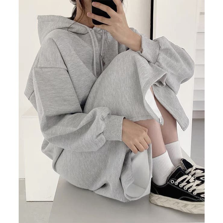 裏起毛 ロングパーカーワンピース 着やせ | Miniministore | 詳細画像4 