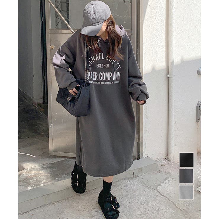 フーディスウェットワンピース裏起毛ワンピ | Miniministore | 詳細画像1 