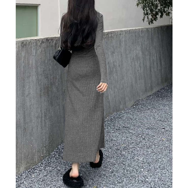 リブニットワンピース 長袖 ロングワンピ | Miniministore | 詳細画像4 