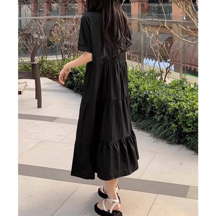 リボンタイ ティアードワンピースミモレ丈 | Miniministore | 詳細画像10 