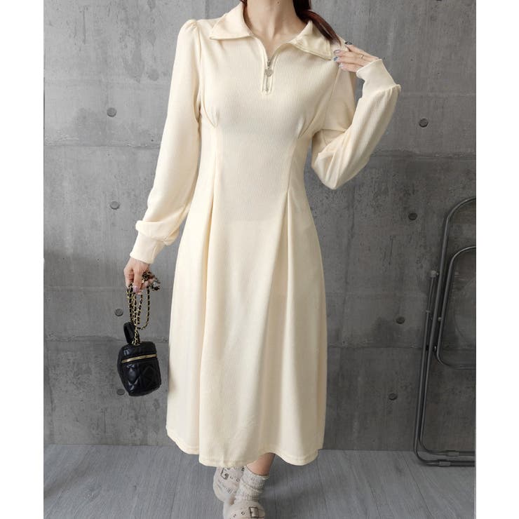 ハーフジップワンピース長袖ウエストタック | Miniministore | 詳細画像19 