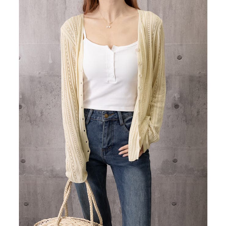 針抜きニットカーディガンレディース 長袖 | Miniministore | 詳細画像15 