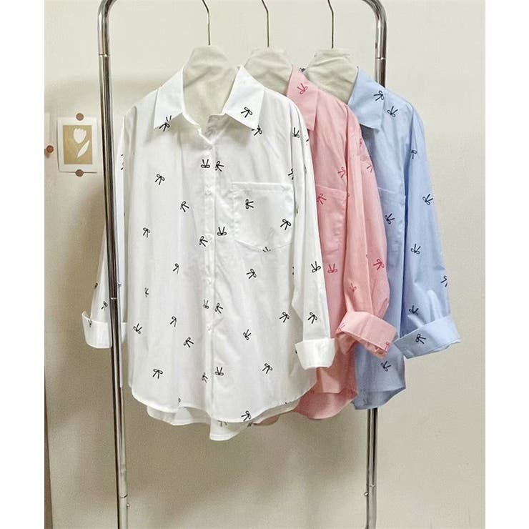 総柄リボンシャツブラウス ゆったりシャツ | Miniministore | 詳細画像17 