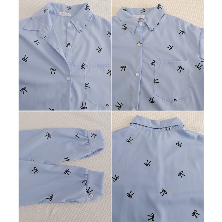 総柄リボンシャツブラウス ゆったりシャツ | Miniministore | 詳細画像24 