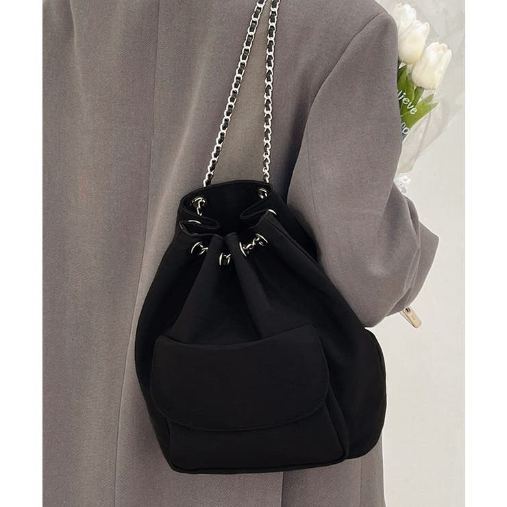 巾着リュック ナイロンチェーンバッグ軽量 | Miniministore | 詳細画像1 