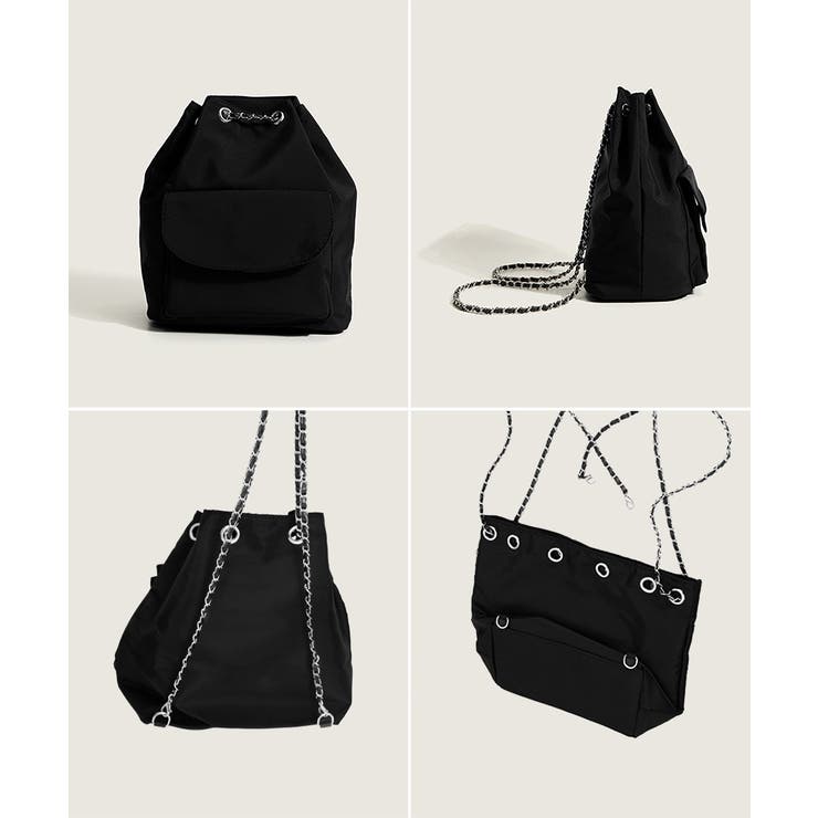 巾着リュック ナイロンチェーンバッグ軽量 | Miniministore | 詳細画像15 