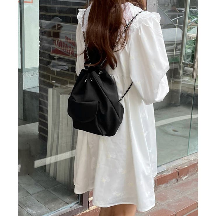 巾着リュック ナイロンチェーンバッグ軽量 | Miniministore | 詳細画像7 