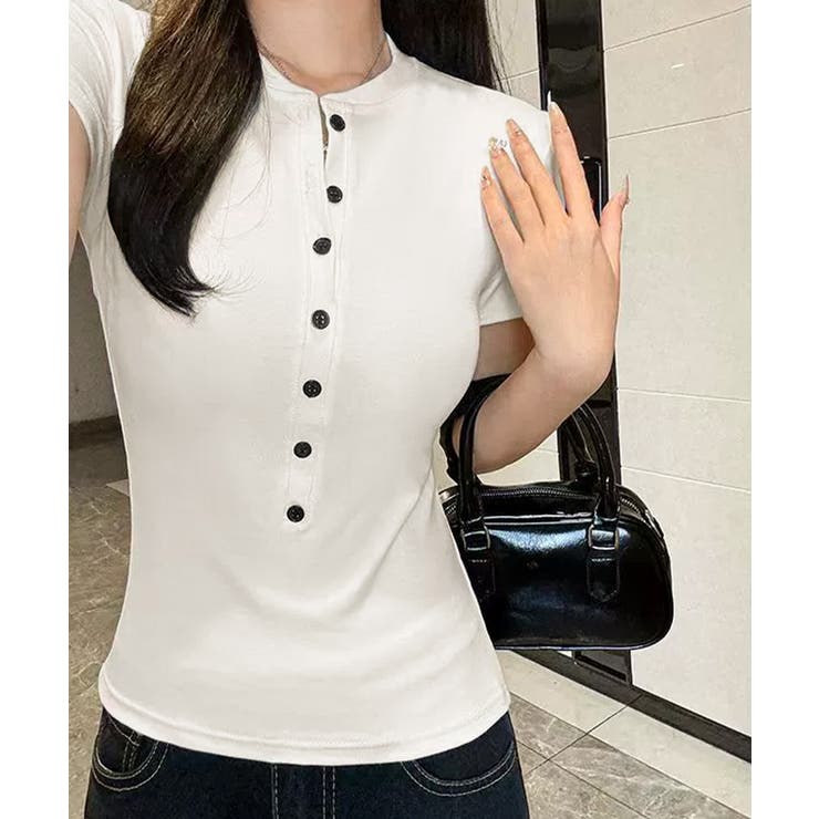 半袖ヘンリーネックtシャツ丸首カットソー | Miniministore | 詳細画像12 