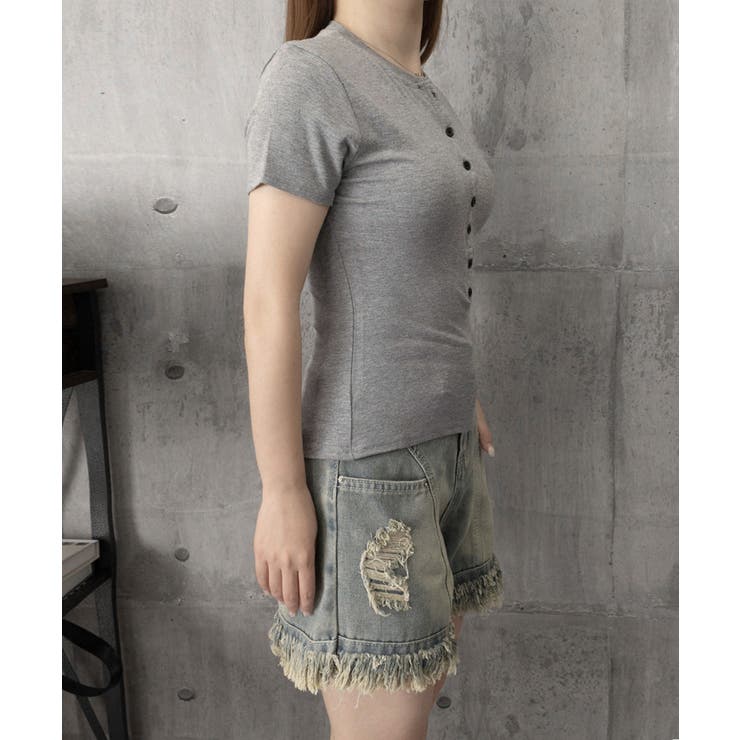 半袖ヘンリーネックtシャツ丸首カットソー | Miniministore | 詳細画像21 