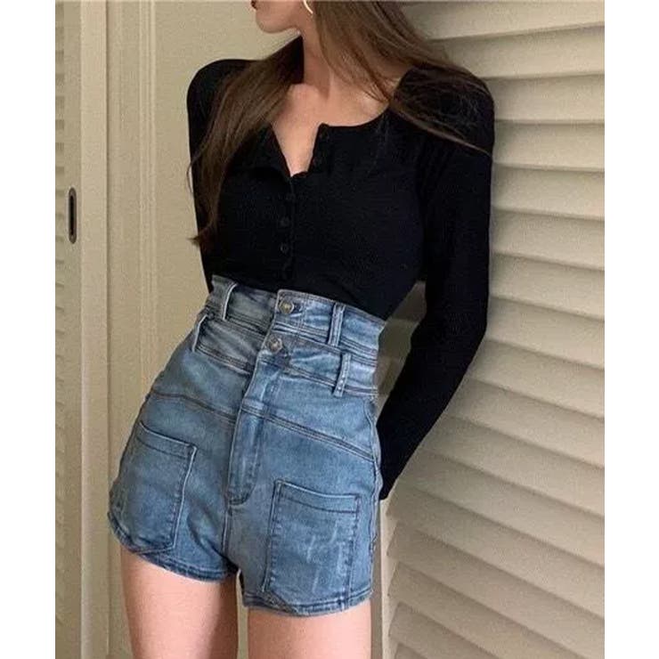 ハーフボタンカットソー長袖タイトtシャツ | Miniministore | 詳細画像11 